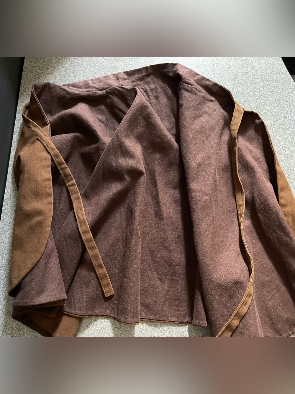 Hand Made Brown Tie-Front Cape - Picture 4 of 6